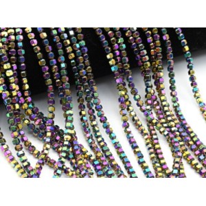 Бусины из гематита бочонок с гранями 4*4мм цв.хамелеон, 40см, 100 бусин