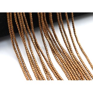 Бусины из гематита цилиндр 2*2мм цв.медный, 40см, 190 бусин