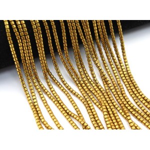 Бусины из гематита цилиндр 3*3мм цв.золотистый, 40см, 142 бусины