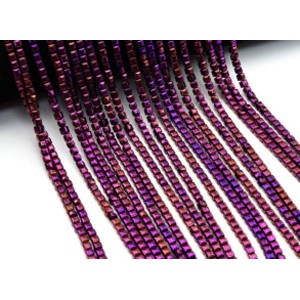 Бусины из гематита кубик 4мм цв.лиловый, 39,5см, 104 бусины