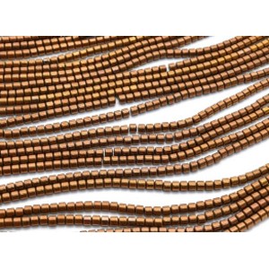 Бусины из гематита цилиндр 3*3мм цв.медный, 40см, 140 бусин