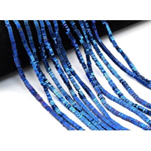 Бусины из гематита квадратик 3*1мм цв.синий, 39см, 396 бусин
