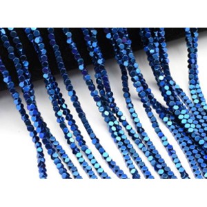Бусины из гематита кубик 3мм цв.синий, 40см, 137 бусин