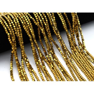 Бусины из гематита кубик 3мм цв.золотистый, 40см, 137 бусин