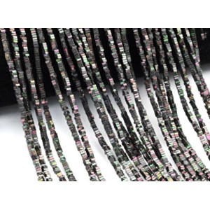 Бусины из гематита квадратик 2*1мм цв.черный хамелеон, 38,5см, 384 бусины