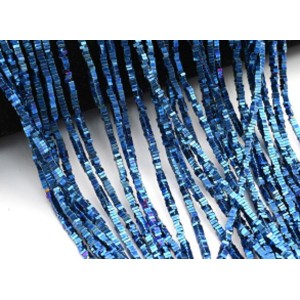 Бусины из гематита квадратик 2*1мм цв.синий, 40см, 390 бусин Бусины из гематита квадратик 2*1мм цв.синий, 40см, 390 бусин
