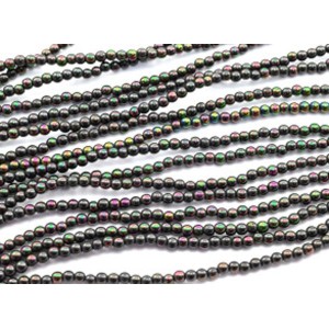 Бусины из гематита шарик 2мм цв.черный хамелеон, 38см, 170 бусин