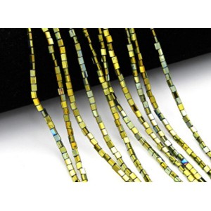 Бусины из гематита шестигранник 3*3мм цв.зеленый, 40см, 119 бусин