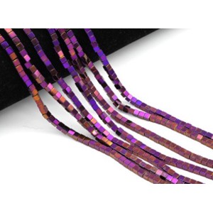 Бусины из гематита кубик 3мм цв.фиолетовый, 40см, 138 бусин Бусины из гематита кубик 3мм цв.фиолетовый, 40см, 138 бусин