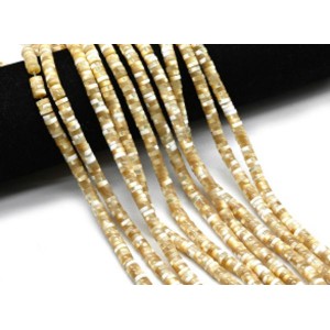 Бусины из перламутра диски 6*2мм цв.кремовый, 40см, 187 бусин