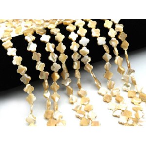 Бусины из перламутра клевер 10*10мм цв.кремовый, 35,5см, 35 бусины