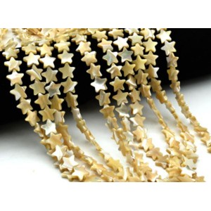 Бусины из перламутра звезда 12*12мм цв.кремовый, 39см, 39 бусин