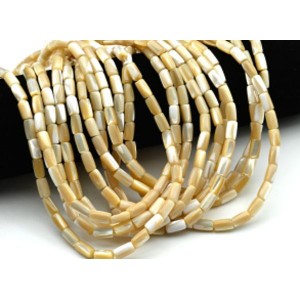 Бусины из перламутра цилиндр 5*10мм цв.кремовый, 40см, 40 бусин