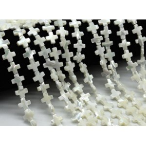 Бусины из перламутра форма 10*10мм цв.белый, 38см, 36 бусин
