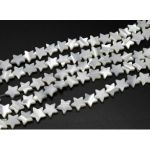 Бусины из перламутра звезда 10*10мм цв.белый, 39см, 48 бусин