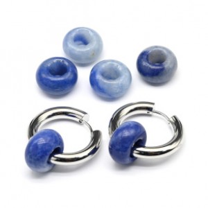 Бусина - бублик для швенз из кварца голубого 14*7мм, 1шт