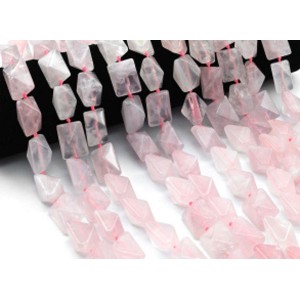 Бусины из розового кварца прямоугольник с гранями 16*20мм, 40,5см, 18 бусин
