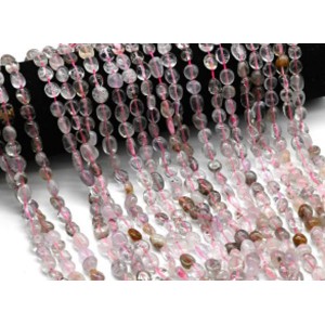 Бусины из кварца клубничного галтовка 5*8мм, 38см, 48 бусин
