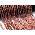 Бусины из кварца клубничного галтовка 5*8мм, 39см, 52 бусины Бусины из кварца клубничного галтовка 5*8мм, 39см, 52 бусины