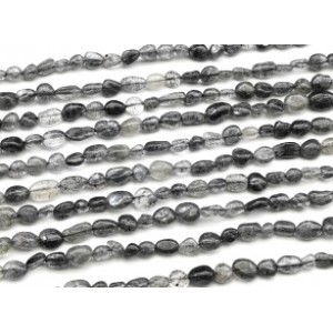 Бусины из кварца с включениями рутила галтовка 5*8мм, 37,5см, 50 бусин