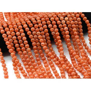 Бусины из сахарного кварца тонированного шарик 6мм цв.рыжий, 37,5см, 67 бусин (иск.)