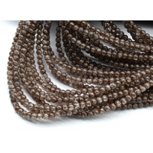 Бусины из сахарного кварца тонированного шарик 4мм цв.шоколадный, 37см, 99 бусин (иск.)