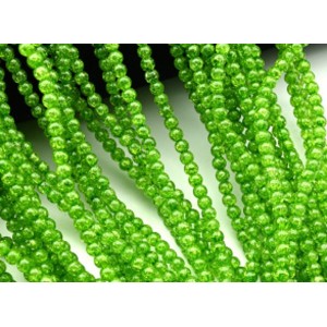 Бусины из сахарного кварца тонированного шарик 4мм цв.зеленый, 37см, 100 бусин (иск.)
