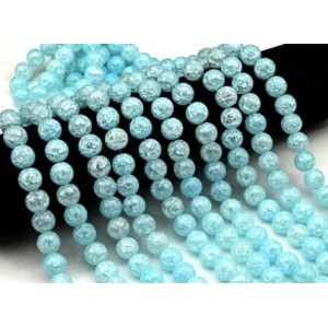 Бусины из сахарного кварца тонированного шарик 12мм цв.небесно-голубой, 34см, 31 бусин (иск.)