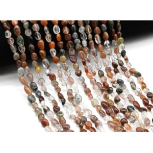 Бусины микс благородных кварцев галтовка 6*8мм, 40см, 54 бусины