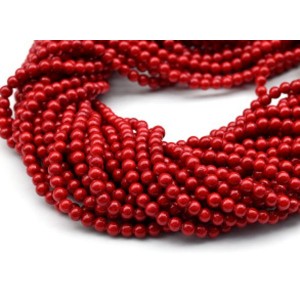 Бусины из коралла (имитация) шарик 4,5мм, 40см, 93 бусины (иск.)