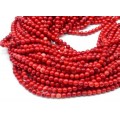 Бусины из коралла красного шарик 6мм, 40см, 68 бусин (иск.)