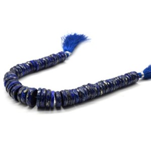 Бусины из лазурита афганского диски с гранями 10-17мм, 20см, 72 бусины