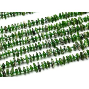 Бусины из хромдиопсида галтовка 10*2мм, 39см, 78 бусин