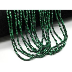 Бусины из малахита кубик гр.2мм, 39см, 174 бусины