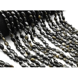 Бусины из обсидиана радужного галтовка 5*8мм, 38см, 48 бусин