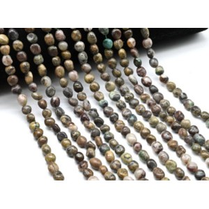 Бусины из хризоколлы галтовка 7*8мм, 40,5см, 52 бусины