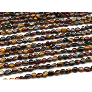 Бусины из бычьего, тигрового, соколиного глаза галтовка 5*8мм, 39см, 47 бусин