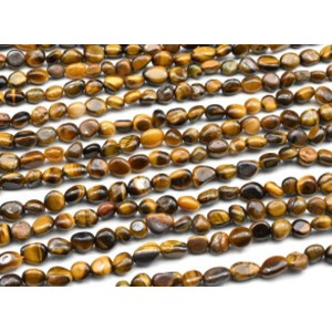 Бусины из тигрового глаза галтовка 5*8мм, 38см, 48 бусин