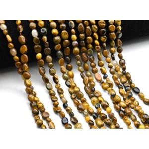 Бусины из тигрового глаза галтовка 5*8мм, 38см, 50 бусин