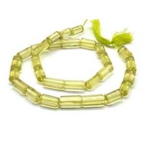 Бусины из топаза лимонного цилиндр на увеличение гр.7*14мм-8*16мм, 41,5см, 29 бусин, 44,3г