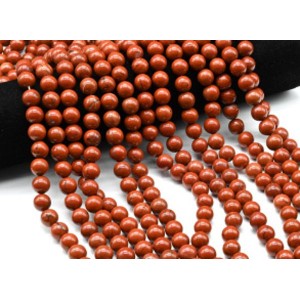 Бусины из яшмы красной шарик 10мм, 35,5см, 36 бусин
