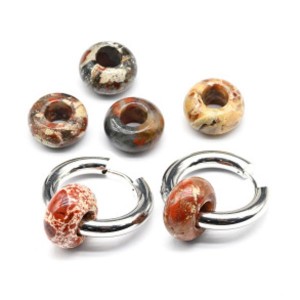 Бусина - бублик для швенз из яшмы пейзажной 14*7мм, 1шт Бусина - бублик для швенз из яшмы пейзажной 14*7мм, 1шт