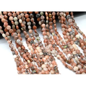 Бусины из яшмы зелено-розовой круг гр.8мм, 38см, 46 бусин