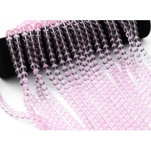 Бусины из стекла шарик 8мм цв.розовый, 37см, 49 бусин (иск.)