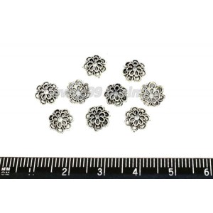 Шапочка для бусин Пион 7,5*3 мм, цвет старое серебро 20 штук/упаковка