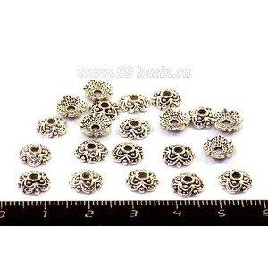 Шапочка для бусин Лютик, размер 8*3 мм, цвет старое серебро 20 штук/упаковка Шапочка для бусин Лютик, размер 8*3 мм, цвет старое серебро 20 штук/упаковка