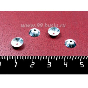 Шапочка для бусин ювелирная Лаконичная 8*2,5 мм, посеребрение 12 мкн 2 штуки/упаковка