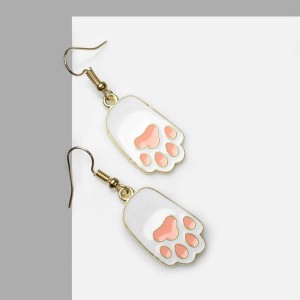 Серьги "Лапка" кота, цвет розово-белый, цвет золотистый