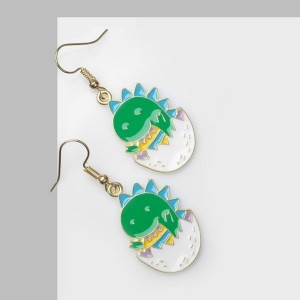 Серьги "Динозавр" в яйце, разноцветные, цвет золотистый Серьги "Динозавр" в яйце, разноцветные, цвет золотистый