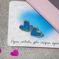 Серьги эмаль "Сердце" мультик, цвет синий, цвет золотистый